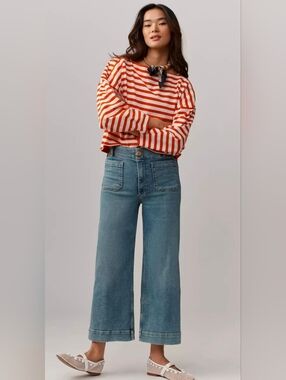 Anthropologie Maeve The Colette Crop High-Rise Wide-Leg Jeans Size 33